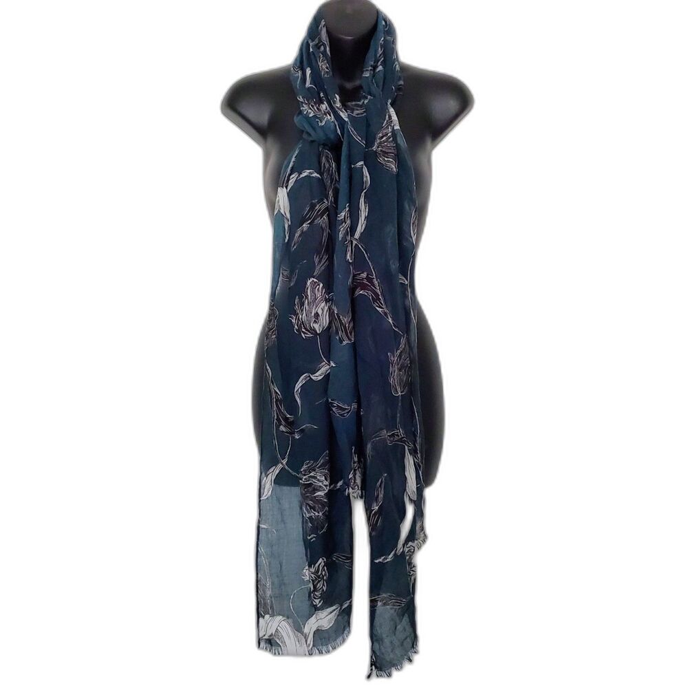 NWT Banana Republic Dark Green Tulip Print Floral Scarf Shawl Coquette